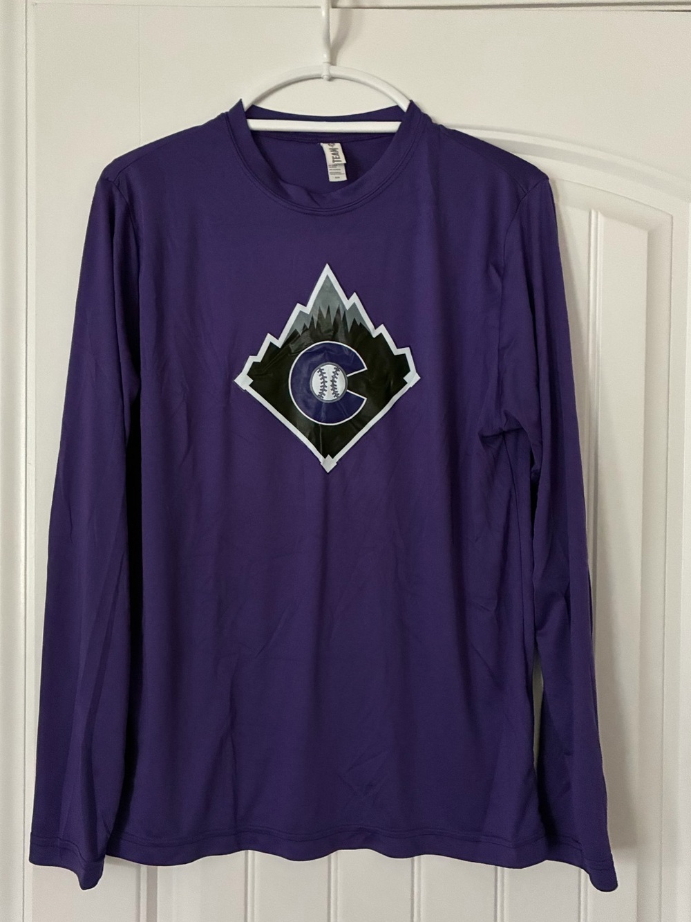 Colorado Rockies Men's Purple Long-Sleeve Performance Shirt with Diamond Logo